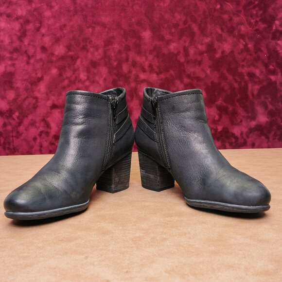 Josef Seibel Women Britney Black Leather Double Buckle Zip Ankle Boots 8US EUR38 - Picture 2 of 8